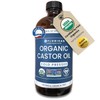 Florisan Organic Castor Oil 16oz Glass Bottle, Cold Pressed, Hexane-Free,