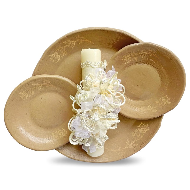 Set de Vela para Bautizo unisex/Juego completo para Bautizo/Color beige