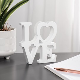 White Love Sign Word Art by Torre & Tagus | White Love Sculpture | Love Signs for Home Decor Made for Living Room, Bedroom, Office | Love Decor for Valentine's Day, Wedding Engagement | White, 6” Tall