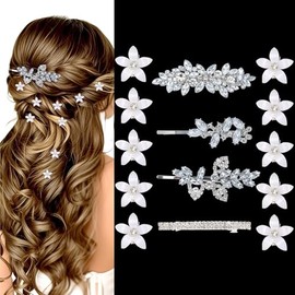 14pcs Rhinestone hair clips and mini flower clips