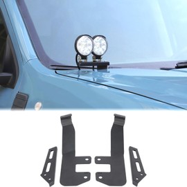 Car Hood Light Mount Antenna Holder Compatible with Ford Maverick 2022-2025 Front Hood Hinge Ditch Light Antenna Mounting Brackets LED Spotlight Work Light Antenna Searchlight Metal Base Accessories