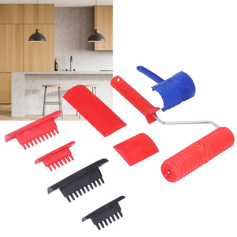 Rubber Wood Graining Tool Handheld Wood Texture Pattern Roller for