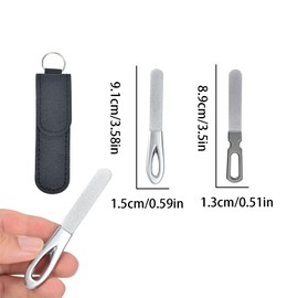 4PCS Metal Nail File with Sheath, Stainless Steel Nail Files for Natural Nails Fingernail Files for Women Double Sided Manicure Pedicure Toenails Tools Sapphire Grit Nail File Manicure Nail Tools