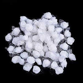 通用 Melhope 100 PCS White Colour Mini PE Foam Rose Heads with Lace Edge Artificial Foam Rose Flower Bouquet Wedding Decor for DIY Wedding Bouquets Centerpieces Arrangements Party Home Table Decor