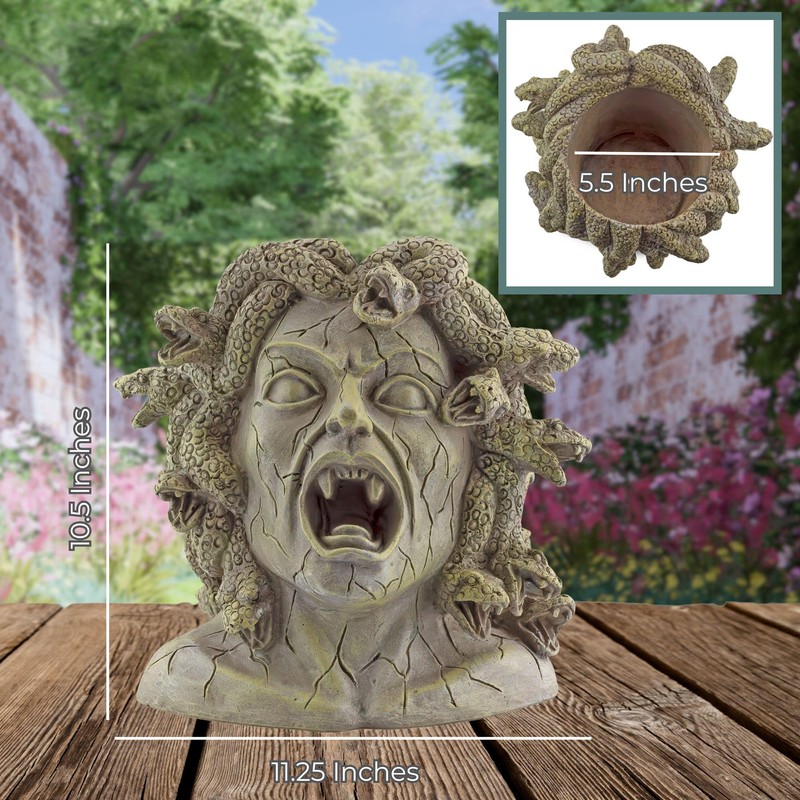 Darware Resin Medusa Head Planter, Large Garden Decor Statue Flower