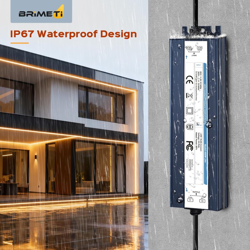 BRIMETI Trasformatore LED 220V 24V 60W Esterno Impermeabile IP67 Adattatore