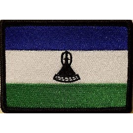 Lesotho Flag Embroidered Patch with Hook & Loop Morale Tactical Emblem Black Border
