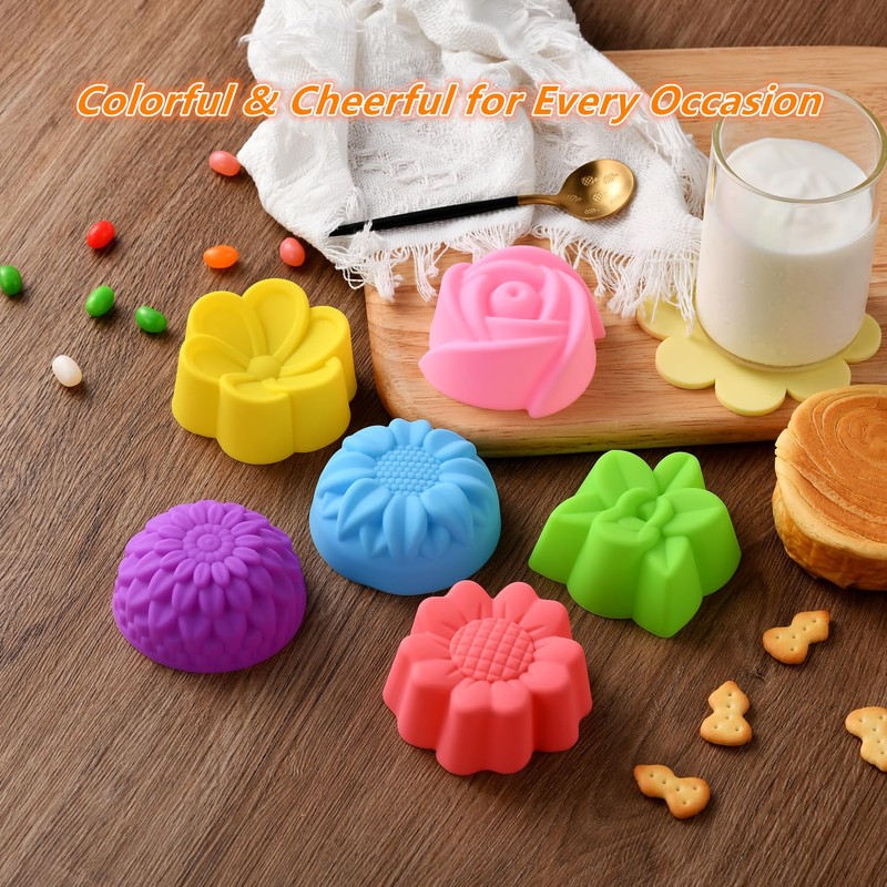 Mirenlife Reusable Silicone Baking Cups,Silicone Cupcake Liners for baking, Multi