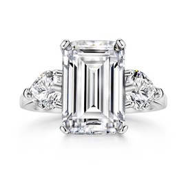Michooyel 6.5cttw Emerald Cut Cubic Zirconia Engagement Ring 3-Stone Wedding Promise Ring Sterling Silver Women's Ring