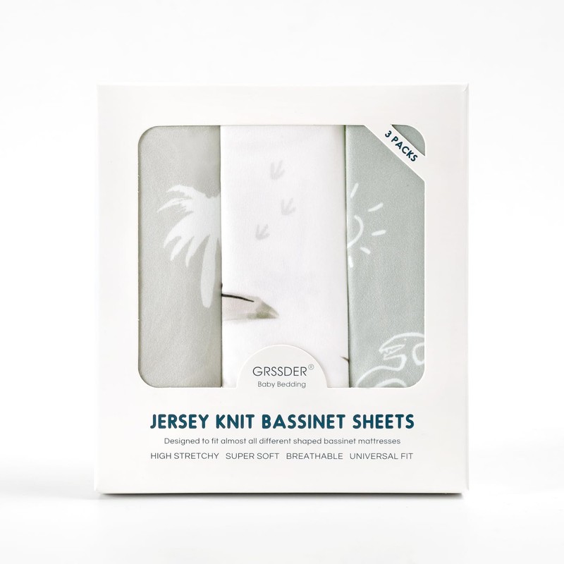 Ultra Soft Stretchy Jersey Knit Fitted Bassinet Sheets 3 Pack,