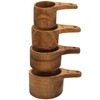 Lyellfe Set of 4 Acacia Wood Measuring Cups, Stackable Kitchen