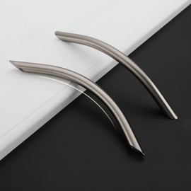 homdiy 10 Pack Brushed Nickel Cabinet Pulls 6 1/4 Inch Solid Metal Kitchen Cabinet Handles Arch Solid Drawer Pulls,Center to Center 6 1/4in(160mm) Kitchen Cupboard Handles