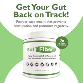 Sol Fiber Prebiotic Powder Supplement, Non-GMO Alternative to Fiber Gummies, Supports Digestive Health, Easy-to-Mix and Highly-Concentrated Fiber Powder, 7 Ounces