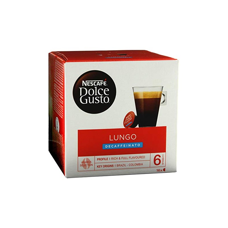 Nescafé Dolce Gusto Caffè Lungo Decaffeinato, Kaffee, Kaffeekapsel, 4er Pack,