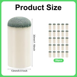 XIHIRCD 20pcs Pool Cue Stick Tips, 0.51x1.18in Billiard Cue Tips Replacement Slip On Pool Cue Tips Pool Table Accessories Billiard Stick Tips for Snooker & Billiards