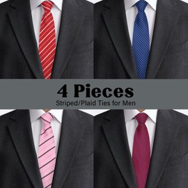 Luckyvestir Pre tied Zipper Ties for Men, Adjustable Tie Set, 3.15" Mens Tie Neckties Pack for Graduation Casual Work (Blue,pink,red,burgundy,white)