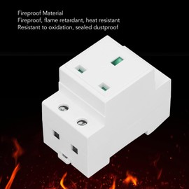 Culnflun DIN Rail Socket, British Socket AC250V 13A, With Built-In Protective Contacts, Flame-Retardant and Heat-Resistant to Prevent Electric Shock, for Distribution Board Mounting
