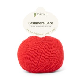 PASCUALI Organic Cashmere Lace Knitting Wool 100% Cashmere Wool for Knitting and Crocheting, 1 Ball 25 g, Colour: Mphnrot 26