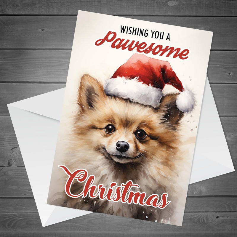 RED OCEAN Dog Christmas Card with Envelope Pawesome Greeting Card