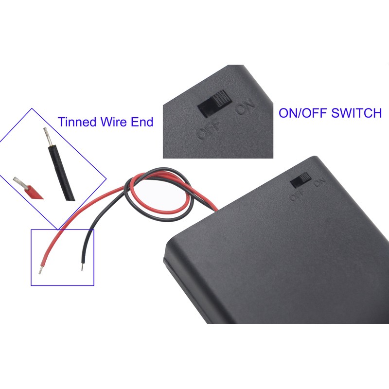 LAMPVPATH 3Pcs 3 AA Battery Holder with Switch, 4.5V Battery