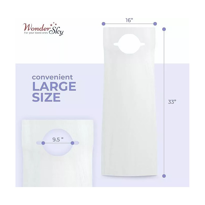 Wonder Sky 100-Pack Disposable Adult Bibs - Eating Bib for
