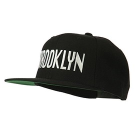 e4Hats.com Brooklyn Embroidered Wool Snapback Cap - Black OSFM