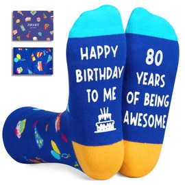 80th Years Old Birthday Gifts - Best Gifts for 80 Year Old Men Women, 80th Birthday Socks for Elderly Blue