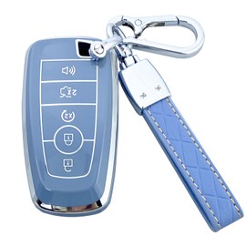 ShuDay Key Fob Cover Case Compatible with Ford F150 F250 F350 F450 F550 Explorer Mustang Fusion Escape Edge Lincoln Accessories (Blue)