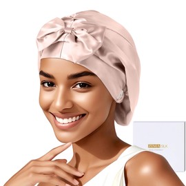 ZIMASILK 22 Momme Adjustable 100% Pure Mulberry Silk Bonnet for Sleeping Women, Double-Layered Silk Hair Bonnet for Anti-Frizz & Hair Protection – Reduces Slipping (1Pc, Pink)