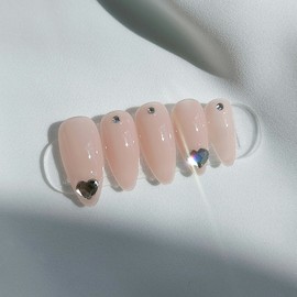 Daily Simple Heart Handmade Nail Tips - Petit Square / 데일리 심플 하트 수제네일팁 - 쁘띠 스퀘어