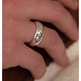 US Jewels Mens 925 Sterling Silver 8mm Half Round Masonic Master Mason Ring Band, Size 9.5