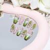 24Pcs Gradient Green Press on Nails Medium French Tip Fake
