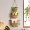 Felenny 3 Tier Hanging Fruit Basket Handmade Woven Jute Hanging