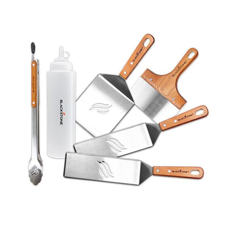Blackstone Deluxe Spatula Griddle Kit (6-Piece) with Stainless Steel Tongs,