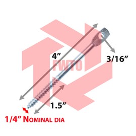 4" Eye Lag Wood Screw Zinc Plated (Qty 500)