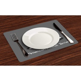 Ambesonne Pitbull Place Mats Set of 4, American Pitbull Terrier Pet Cartoon Illustration Graphic Design on Grey Background, Washable Fabric Placemats for Dining Table, Standard Size, Dark Grey