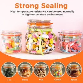 8 Pieces Rubber Seals Rings for Glass, Airtight Silicone Replacement Gasket for Jars, Leakproof Silicone Gasket Sealing Rings for Mason Jars, Elastic and Fits Most Sizes (Orange)