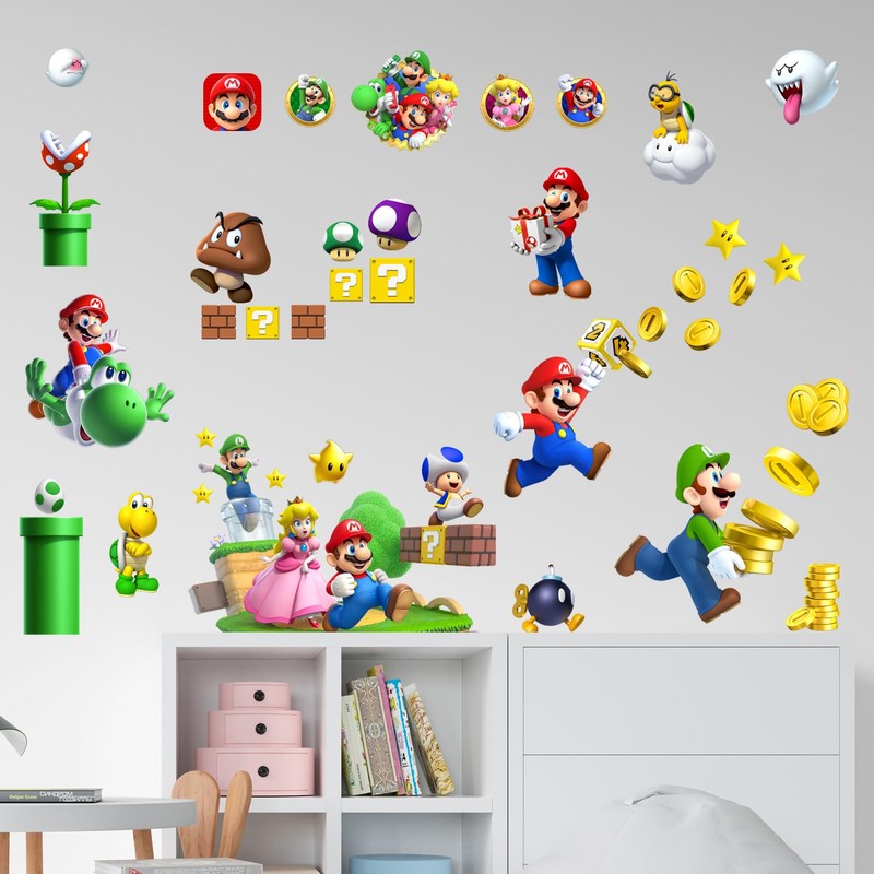 Mario Wall Sticker 3D for Children's Room Decor Bedroom Wall