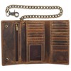 F&L CLASSIC RFID Blocking Mens Tri-fold Long Style Cowhide Leather