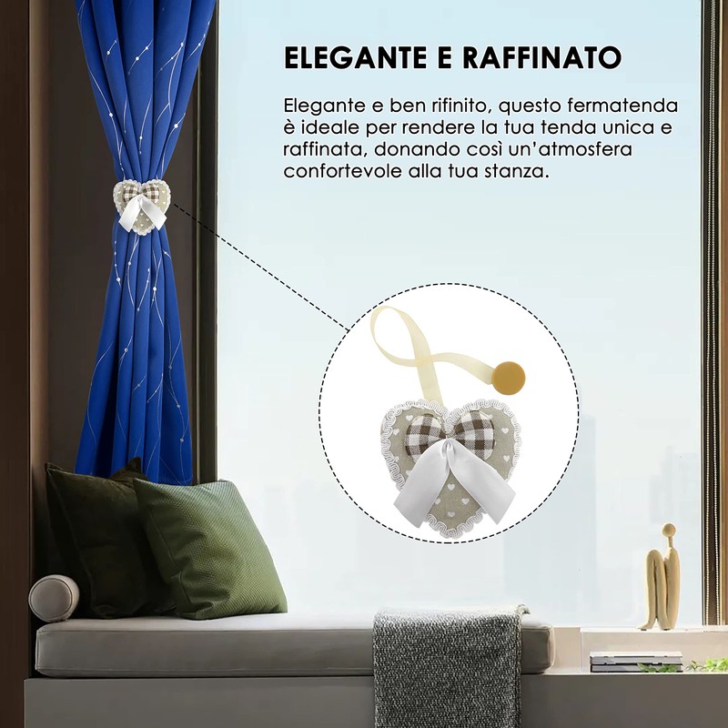 GIRASOLE HOME® Magnetischer Raffhalter aus Stoff in Herzform gepolstert mit