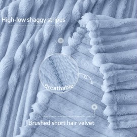 HOMRITAR Baby Blanket for Boys Girls Ultra Soft Warm Fleece Fluffy Blue Blanket for Toddler, Decorative and Giftable Striped Receiving Blankets 30 x 40 Inches 320GSM