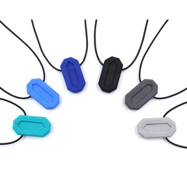 ARK® Chew Necklace in Various Thicknesses and Shapes with Adjustable Tear Cord and ATC Care Instructions - Sensory Necklace, Biting Block, Chewing, Teething Autism (Minibite, Solid Black)