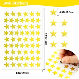 1080 PCS Gold Star Stickers, Small Star Stickers, 20 Sheets Foil Star Metallic Stickers, Star Sticker for Kids Reward, School Planner, Behavior Chart, Classroom Teacher Supplies, DIY, Home