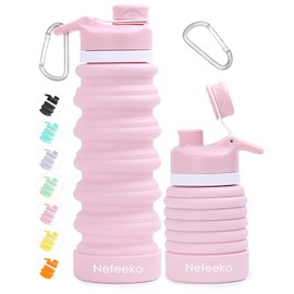 Nefeeko Collapsible Water Bottle, 26oz Silicone Foldable Water Bottles Leakproof BPA Free Travel Water Bottles with Carabiner, Portable Sport Water Bottles for Camping,Hiking Outdoor Indoor Sport