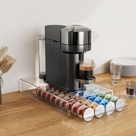 Coffee Pods Acrylic Holder PETG Drawer Compatible with Nespresso Vertuo Capsules 40 Pods Storage