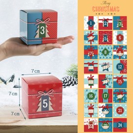 LIHAO Christmas DIY Advent Calendar Boxes to Fill, 24 Days Advent Countdown Gift Boxes with Lids for Presents Jewelry, Christmas Cardboard Number Boxes for Kids Family Xmas Holiday Decoration