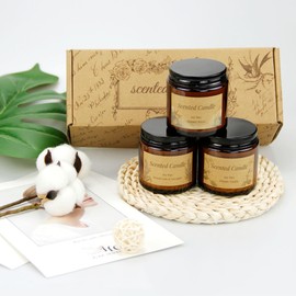 Aromatherapy Candles for Home Scented, Candle Gift Set for Stress Relief | Meditation | Yoga | SPA | Relaxing, Amber Jar Candles for Women, Birthday, Valentine, Anniversary, 3.5 oz - Pack of 4