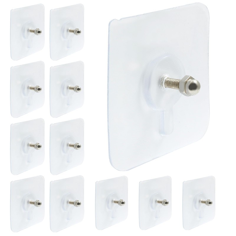 Moicstiy Adhesive Hooks Screw Hanging Wall Hooks Transparent Waterproof Reusable