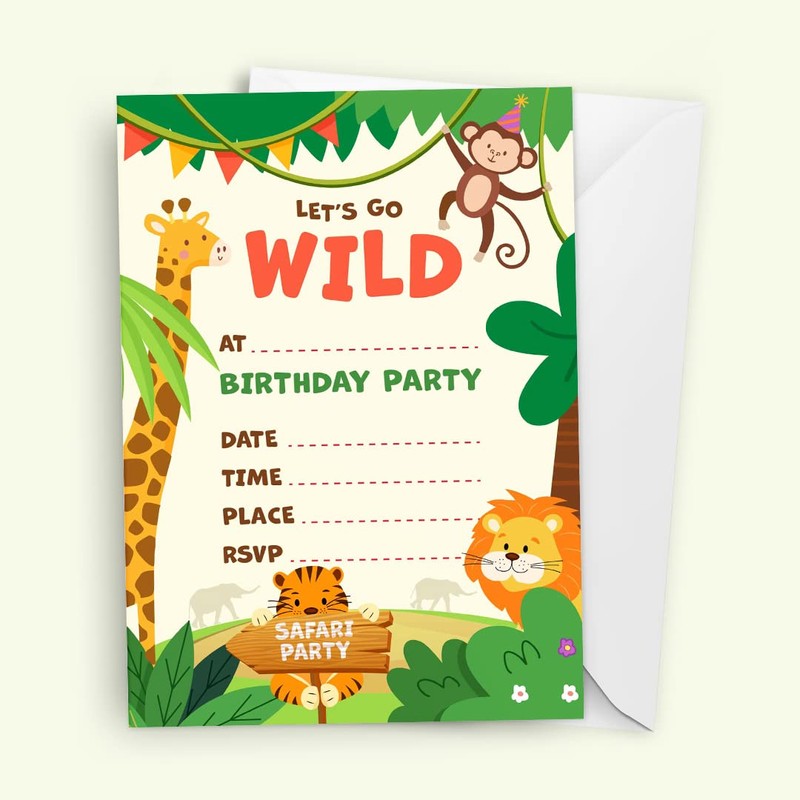 32 Safari Party Invites Kids Childrens Birthday Party Invitations with