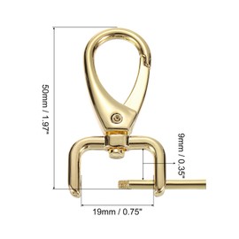 sourcing map 4Pcs Swivel Clasps Hook, 19mm(0.75 Inch) D Ring Detachable Snap Hook Metal Lobster Claw Clasp Hook with Screwdriver for Purse Keychain DIY Craft, Light Gold